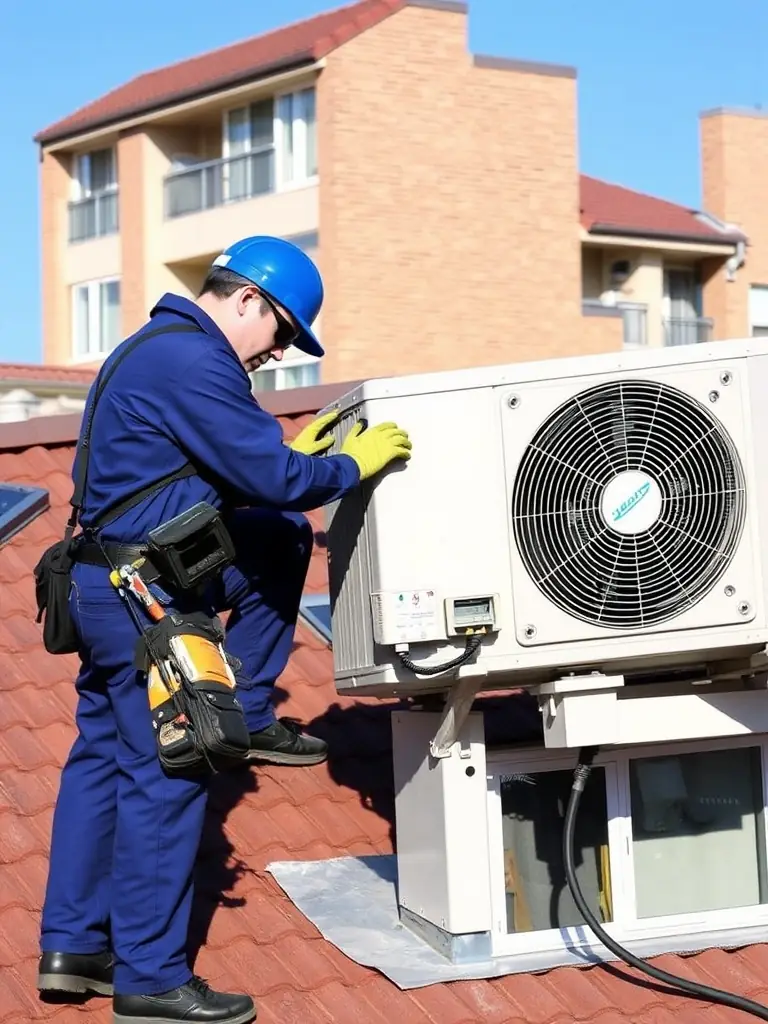 A professional technician is servicing an HVAC unit in a modern Colorado Springs home, ensuring optimal performance and energy efficiency.